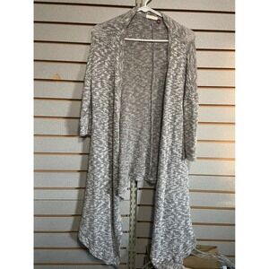 Soft Style Womens Cardigan Sweater XL Gray Marled Open‎ Front Duster